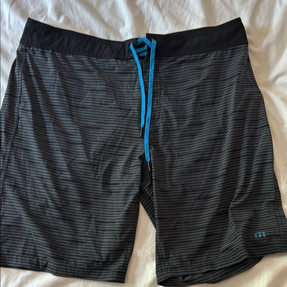 Travis Mathew Black and Gray Swim Shorts
